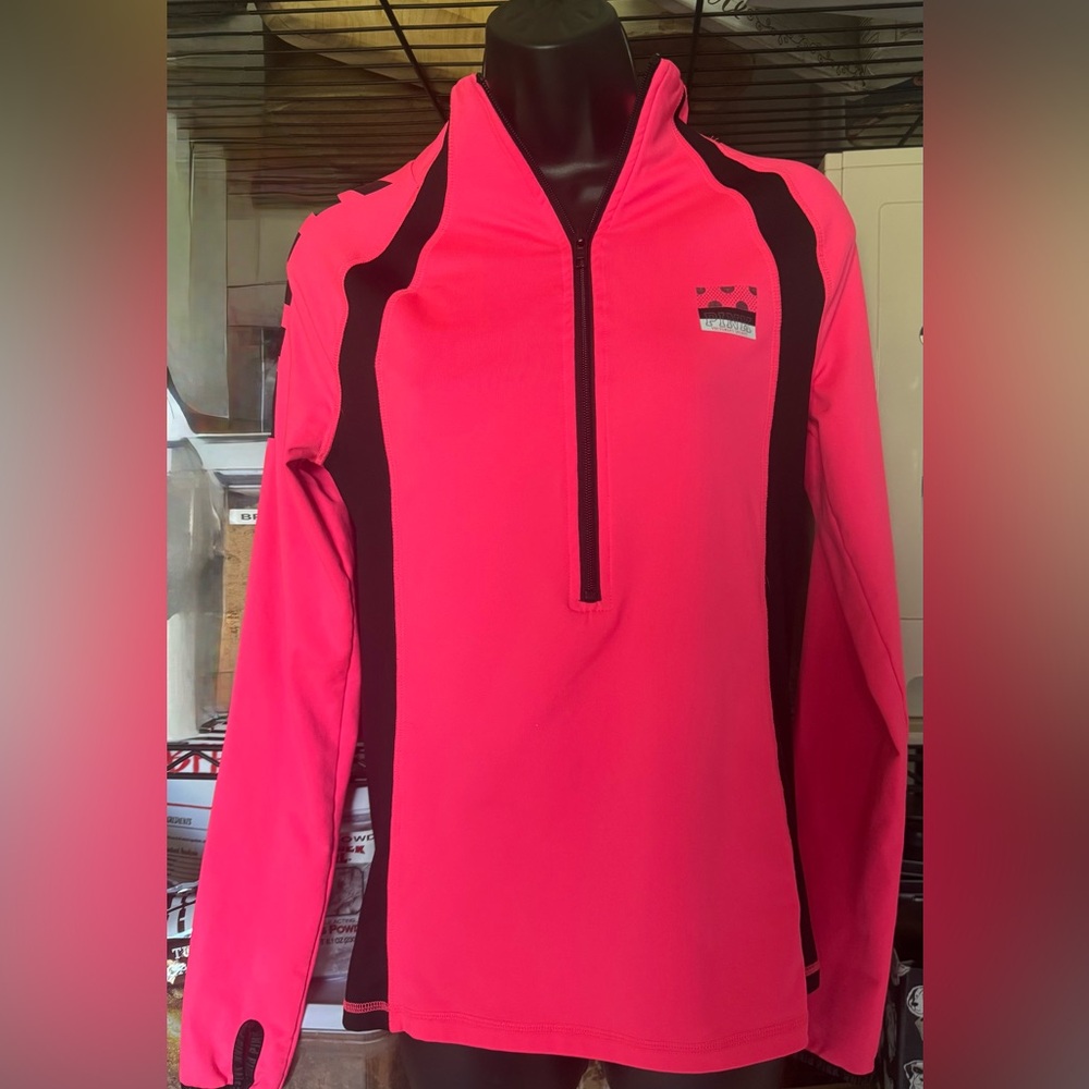 PINK Victoria's Secret Pink and Black Rash Guard Swim Top